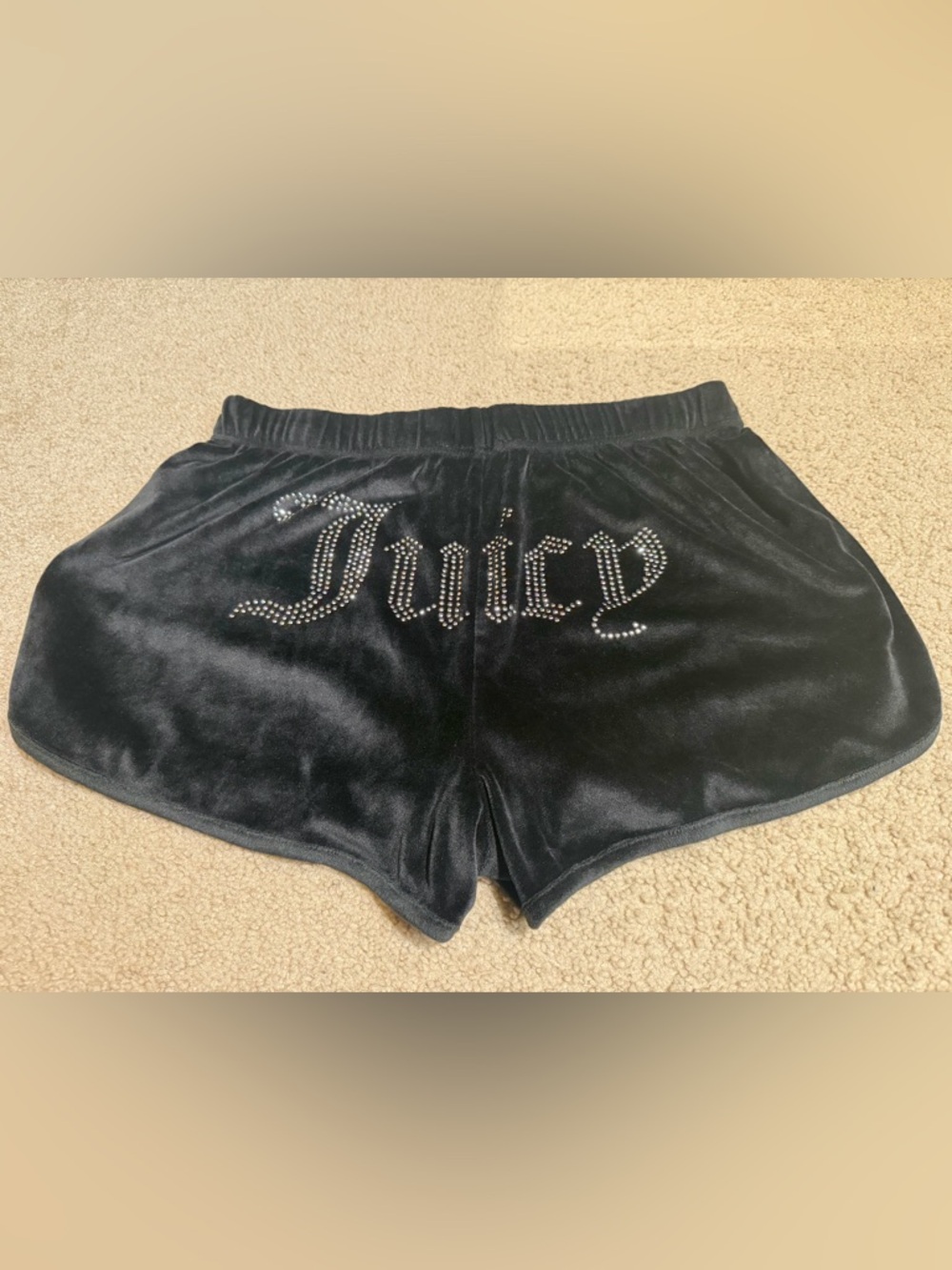 Juicy Couture Black Velvet Logo Rhinestone Sleep Shorts